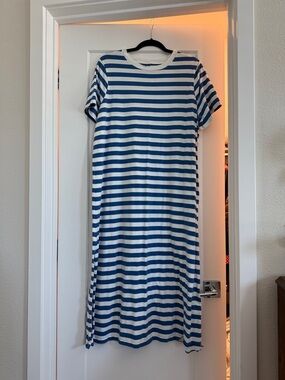 Old Navy Blue and White Striped Maxi Dress